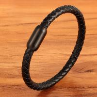 PU Leather Cord Bracelets, with 304 Stainless Steel, fashion jewelry & Unisex 