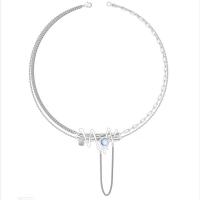 Ожерелье цинкового сплава , цинковый сплав, с Морской опал, с 5cm наполнитель цепи, плакирован серебром, ювелирные изделия моды & Женский, серебряный, длина:48 см, продается PC