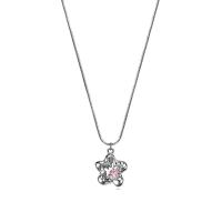 Brass Cubic Zirconia Necklace, Titanium Steel, with Cubic Zirconia & Brass, with 5cm extender chain, Flower, silver color plated, fashion jewelry & for woman, silver color .5 cm 
