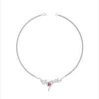 Zinc Alloy Cubic Zirconia Necklace, with Cubic Zirconia, with 5cm extender chain, Fire, silver color plated, fashion jewelry & for woman, silver color .5 cm 