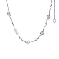 Collar de Perlas Natural de Freshwater, aleación de zinc, con Perlas cultivadas de agua dulce, con 15.5cm extender cadena, chapado en color de plata, Joyería & para mujer, plateado, longitud:37.5 cm, Vendido por UD