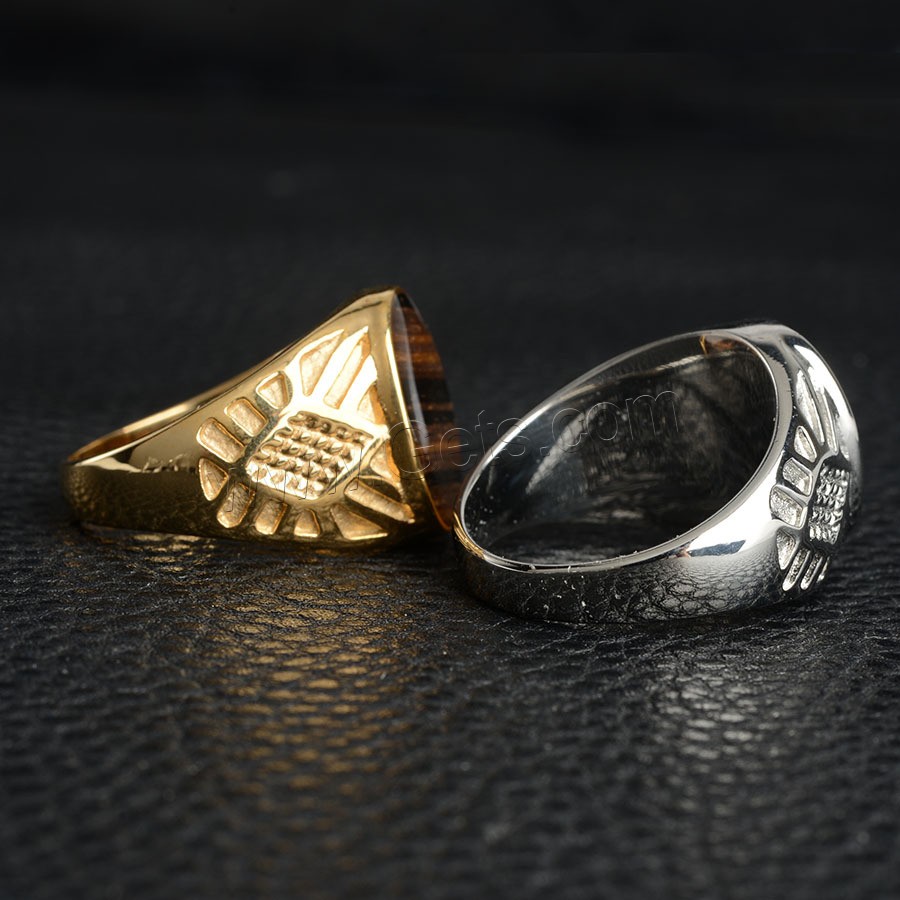 кольцо из кабошона, титан, с Зернистый камень, полированный, разный размер для выбора & Мужский, Много цветов для выбора, продается PC
