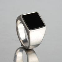 Titanium Steel Finger Ring, with Natural Stone, plated & for man 