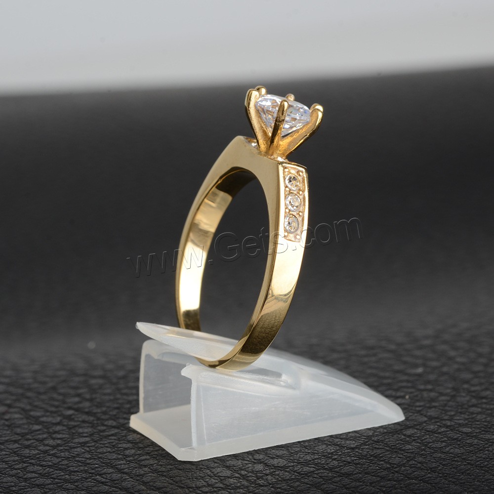 Kubishce Zirkonia Ringe, Titanstahl, plattiert, verschiedene Größen vorhanden & verschiedene Stile für Wahl & Micro pave Zirkonia & für Frau, keine, verkauft von PC