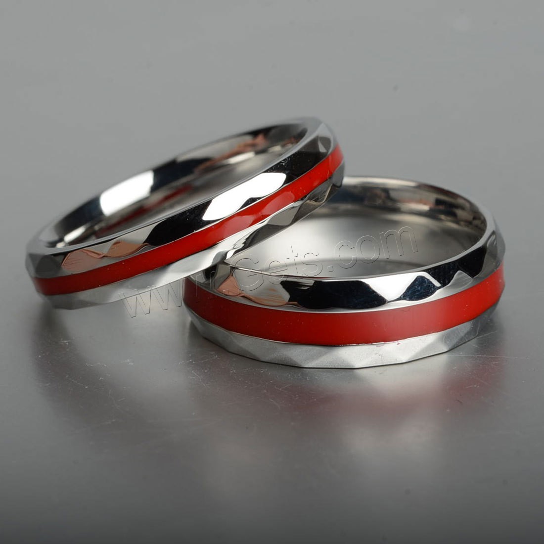 Couple Finger Rings, Titanium Steel, polished, different size for choice & enamel, original color, Sold By PC