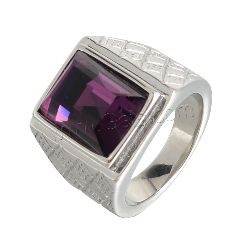Нержавеющая сталь Rhinestone палец кольцо, нержавеющая сталь, с стеклянная дрель, полированный, Мужская & разный размер для выбора, Много цветов для выбора, продается PC