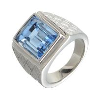 Rhinestone Stainless Steel Finger Ring, with Glass Rhinestone, polished, Unisex 