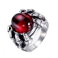 Gemstone Stainless Steel Finger Ring, with Gemstone, polished, Unisex 