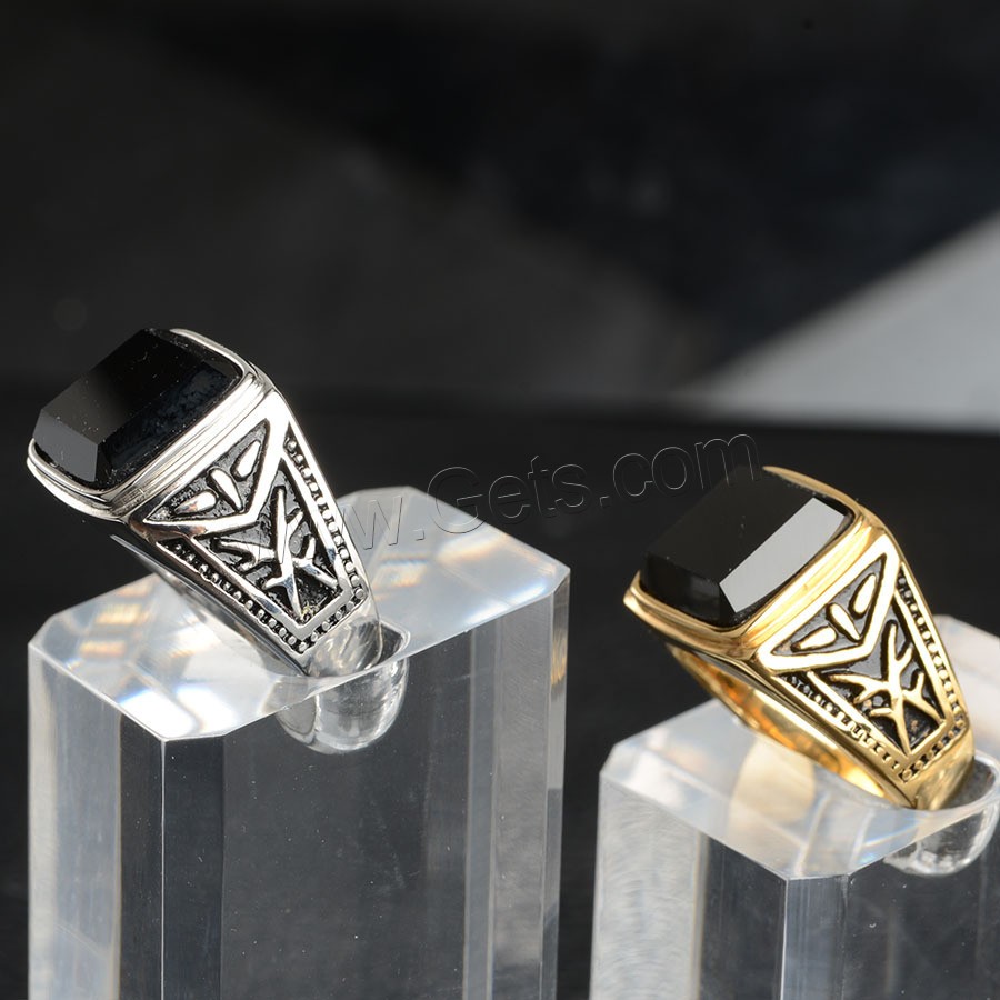 Палец кольца драгоценный камень из нержавеющей стали, нержавеющая сталь, с Полудрагоценный камень, Другое покрытие, Мужская & разный размер для выбора, Много цветов для выбора, продается PC