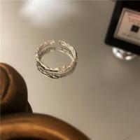 Латунь Манжеты палец кольцо, плакирован серебром, регулируемый & Женский, размер:6-8, продается PC