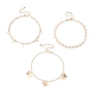 Zinc Alloy Anklet, gold color plated, three pieces & for woman Approx 8.5-8.6 Inch 