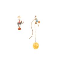 asymmetrische Ohrringe, Zinklegierung, mit Glas, Elephant, goldfarben plattiert, für Frau & Emaille, 18x38mm, 19x88mm, verkauft von Paar