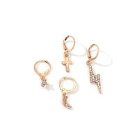 Zinc Alloy Earring Set, gold color plated, for woman & with rhinestone 