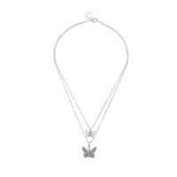 Rhinestone Zinc Alloy Necklace, with 1.65inch extender chain, Butterfly, platinum color plated, Double Layer & for woman & with rhinestone Approx 16 Inch, Approx 17.5 Inch 