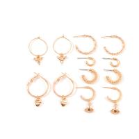 Zinc Alloy Earring Set, gold color plated, for woman & with rhinestone, 12-32mm 