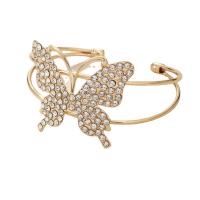 Zinc Alloy Cuff Bangle, Butterfly, gold color plated, Double Layer & for woman & with rhinestone, 62mm 