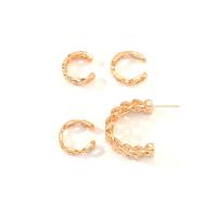 alliage de zinc Boucles d'oreilles, Placage de couleur d'or, pour femme & creux, 16-25mm, Vendu par fixé