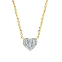 Cubic Zircon Micro Pave Brass Necklace, with 1.97inch extender chain, Heart, plated, oval chain & micro pave cubic zirconia & for woman Approx 15.7 Inch 