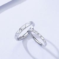Couple Finger Rings, Thailand Sterling Silver, silver color plated, Adjustable & open & micro pave cubic zirconia 