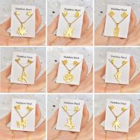 Fashion Zinc Alloy Jewelry Sets, with 304 Stainless Steel, gold color plated, 2 pieces & for woman, 1.5-2cm Approx 15.75 Inch 