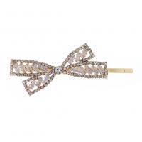 Hair Slide, Zinc Alloy, gold color plated, micro pave cubic zirconia & for woman 