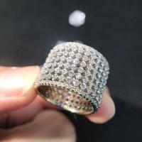 Цирконий Micro Pave Латунь палец кольцо, Платиновое покрытие платиновым цвет, разный размер для выбора & инкрустированное микро кубического циркония & Женский, продается PC