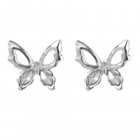 Zinc Alloy Rhinestone Stud Earring, Butterfly, fashion jewelry & for woman & with rhinestone, silver color 