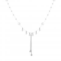 Collar de perlas de plástico, aleación de zinc, con Perlas plásticas, con 1.85inch extender cadena, Joyería & para mujer & con diamantes de imitación, longitud:aproximado 17.79 Inch, Vendido por UD