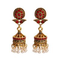Fashion Fringe Earrings, Zinc Alloy, with ABS Plastic Pearl, plated, fashion jewelry & for woman & with rhinestone 