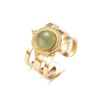 Gemstone Stainless Steel Finger Ring, 304 Stainless Steel, with Natural Stone, Vacuum Ion Plating, fashion jewelry & for woman 18mm 