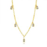 Zirkonia Edelstahl Halskette, 304 Edelstahl, mit Verlängerungskettchen von 5cm, Vakuum-Ionen-Beschichtung, Modeschmuck & für Frau & mit kubischem Zirkonia, keine, 6mm, Länge:37.5 cm, verkauft von Strang