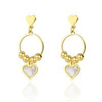 Stainless Steel Drop Earring, 304 Stainless Steel, with Shell, Vacuum Ion Plating, fashion jewelry & for woman 35mm 