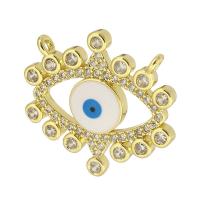 Mode Evil Eye Pendentif, laiton, Mauvais œil, Placage de couleur d'or, bijoux de mode & DIY & pavé de micro zircon & pour femme & émail, doré Environ 2mm, Vendu par PC