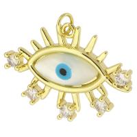 Mode Evil Eye Pendentif, laiton, Mauvais œil, Placage de couleur d'or, bijoux de mode & DIY & pavé de micro zircon & pour femme & émail, doré Environ 3mm, Vendu par PC