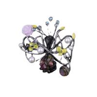 Bijoux broche en Zinc alliage , alliage de zinc, avec Pierre naturelle & résine, Placage, bijoux de mode & unisexe Vendu par PC
