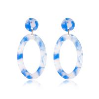 Acrylic Drop Earring, Ellipse, plated, fashion jewelry & for woman & hollow 