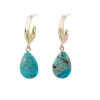 Gemstone Drop Earring, Zinc Alloy, with Natural Stone & Plastic Pearl, plated, fashion jewelry & for woman 