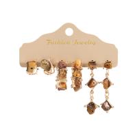 Gemstone Stud Earring, Zinc Alloy, with Natural Stone, irregular, plated, fashion jewelry & for woman 