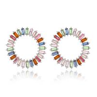 Kristall Schmuck Ohrring, Zinklegierung, mit Kristall, rund, plattiert, Modeschmuck & für Frau, keine, 49x30x49mm, verkauft von Paar