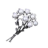 Kunststoff-Perlen-Brosche, Zinklegierung, mit Kunststoff Perlen, Blumenstrauß, plattiert, Modeschmuck & unisex, keine, 40x50mm, verkauft von PC