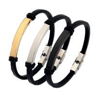 Silicone Stainless Steel Bracelets, 304 Stainless Steel, with Silicone, Galvanic plating, Unisex Approx 23 cm 
