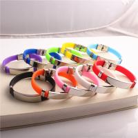 Silicone Stainless Steel Bracelets, 304 Stainless Steel, with Silicone, polished, Unisex Approx 18 cm 