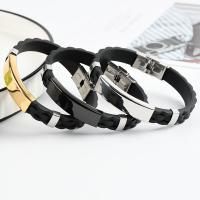 Silicone Stainless Steel Bracelets, 304 Stainless Steel, with Silicone, Galvanic plating, Unisex 10mm Approx 20.5 cm 