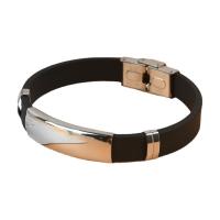 Silicone Stainless Steel Bracelets, 304 Stainless Steel, with Silicone, Unisex, black, 10mm Approx 20.5 cm 