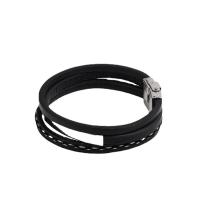 PU Leather Cord Bracelets, 304 Stainless Steel, with PU Leather, Galvanic plating, Unisex Approx 21.5 cm 