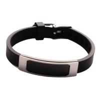 Silicone Stainless Steel Bracelets, 304 Stainless Steel, with Silicone, Galvanic plating, Unisex Approx 20.5 cm 
