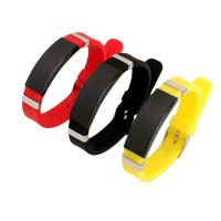 Silicone Stainless Steel Bracelets, 304 Stainless Steel, with Silicone, Galvanic plating, Unisex Approx 24 cm 