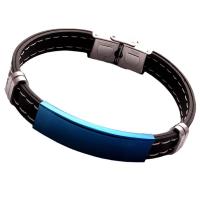 Silicone Stainless Steel Bracelets, 304 Stainless Steel, with Silicone, stoving varnish, Unisex, black Approx 20.5 cm 