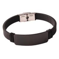 Silicone Stainless Steel Bracelets, 304 Stainless Steel, with Silicone, Galvanic plating, Unisex, black Approx 20.5 cm 