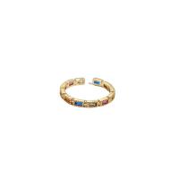 Befestigter Zirkonia Messingring Fingerring, Messing, 14 K vergoldet, Micro pave Zirkonia & für Frau, gemischte Farben, 2mm, verkauft von PC